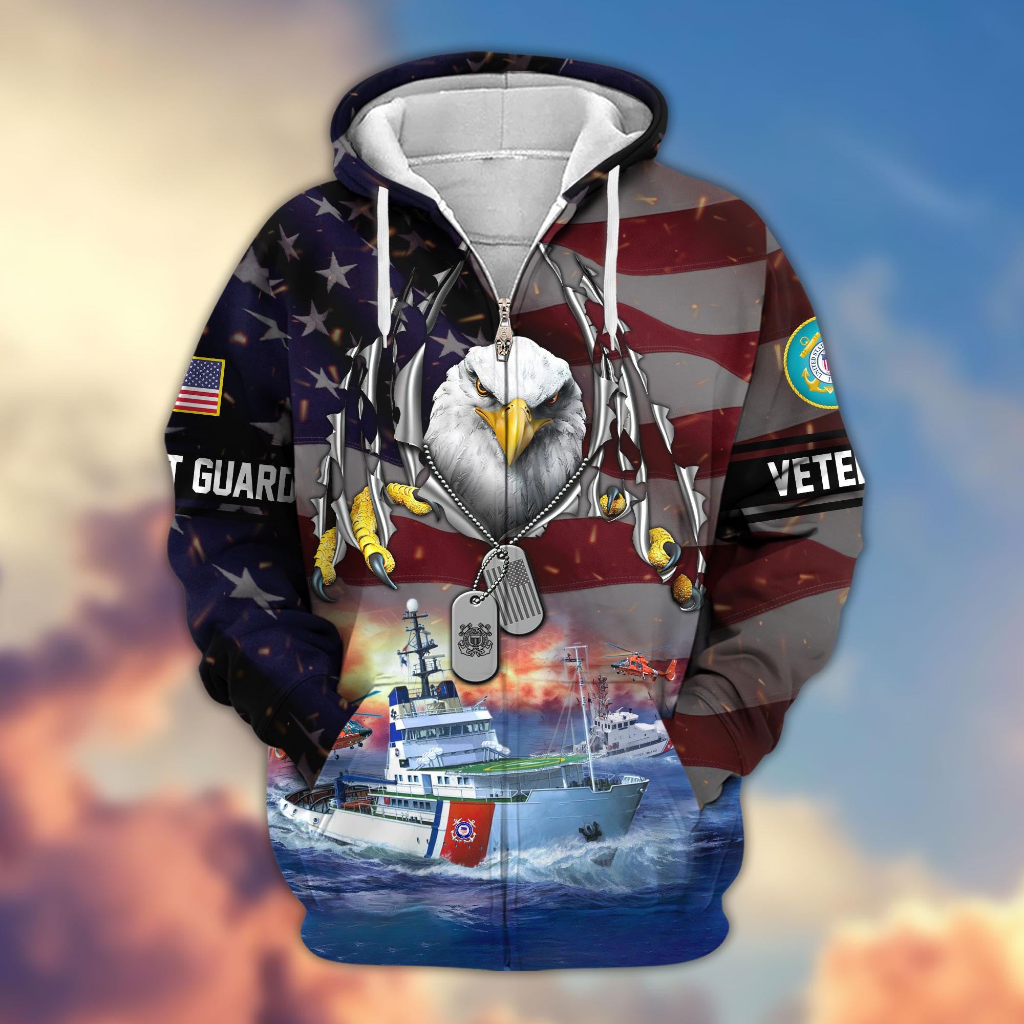 Premium US Veterans Zip Hoodie, Gifts For Veterans Day, Gifts For US Veterans