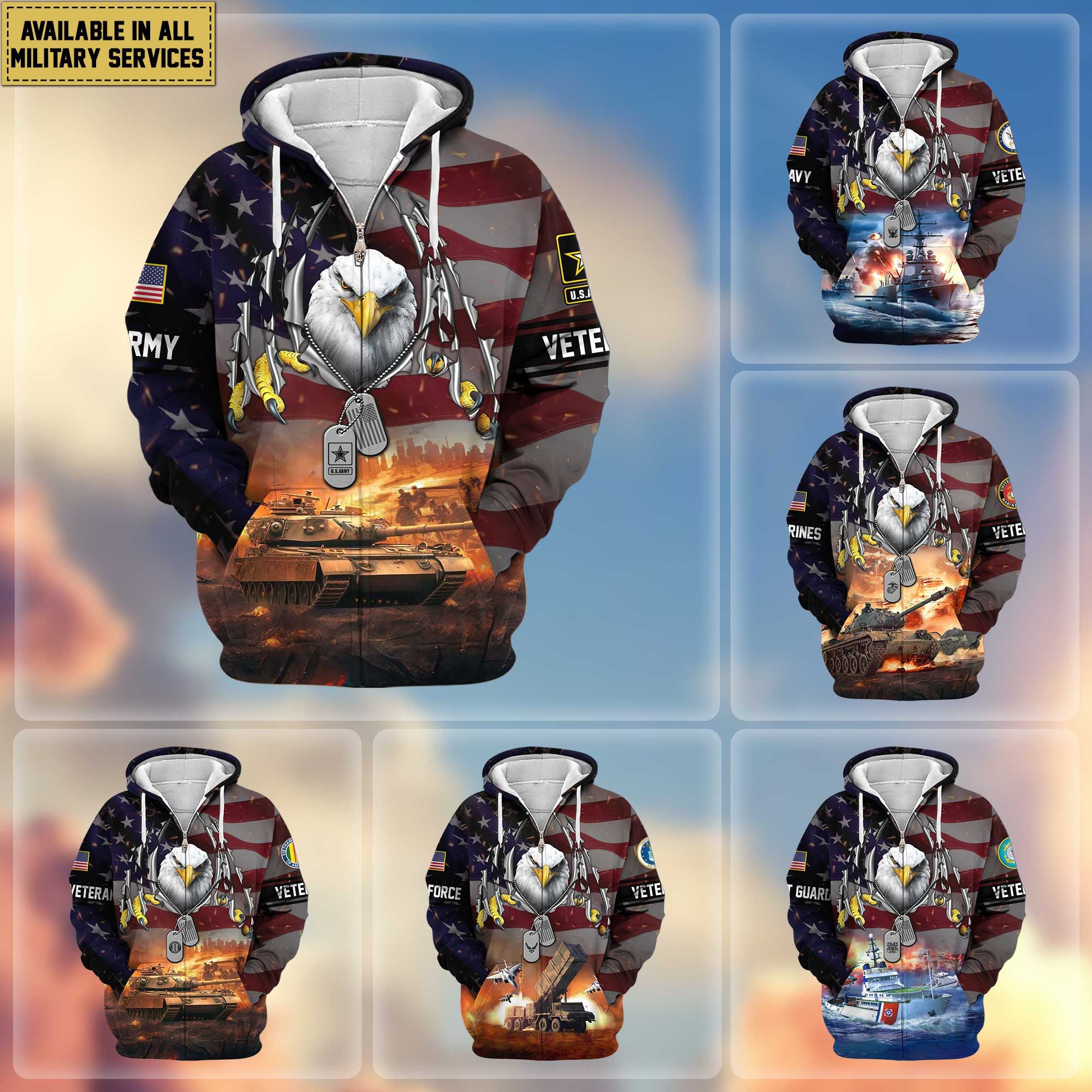 Premium US Veterans Zip Hoodie, Gifts For Veterans Day, Gifts For US Veterans