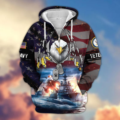 Premium US Veterans Zip Hoodie, Gifts For Veterans Day, Gifts For US Veterans