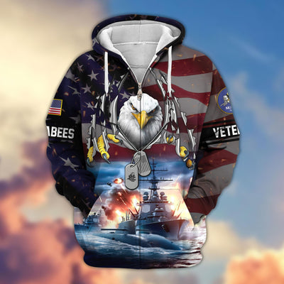 Premium US Veterans Zip Hoodie, Gifts For Veterans Day, Gifts For US Veterans