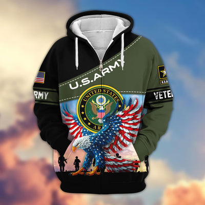 Premium US Veterans Zip Hoodie, Gifts For Veterans Day, Gifts For US Veterans