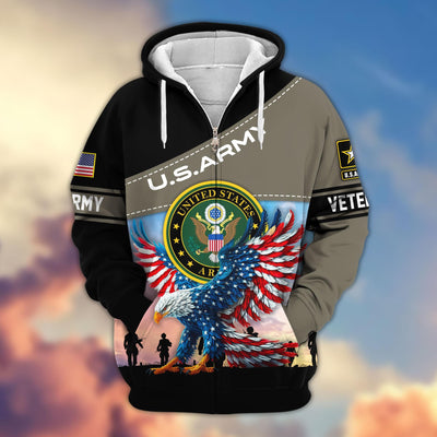 Premium US Veterans Zip Hoodie, Gifts For Veterans Day, Gifts For US Veterans