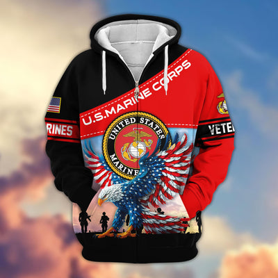 Premium US Veterans Zip Hoodie, Gifts For Veterans Day, Gifts For US Veterans