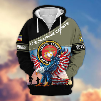 Premium US Veterans Zip Hoodie, Gifts For Veterans Day, Gifts For US Veterans
