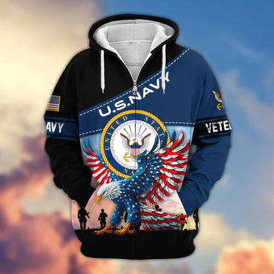Premium US Veterans Zip Hoodie, Gifts For Veterans Day, Gifts For US Veterans