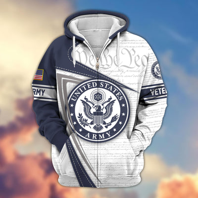 Premium US Veterans Zip Hoodie, Gifts For US Veterans, Gifts For Veterans Day, Gifts For Father's Day