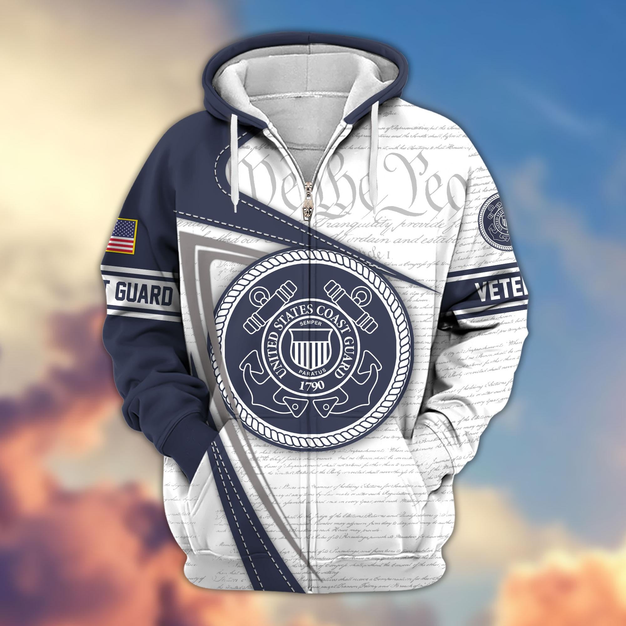 Premium US Veterans Zip Hoodie, Gifts For US Veterans, Gifts For Veterans Day, Gifts For Father's Day