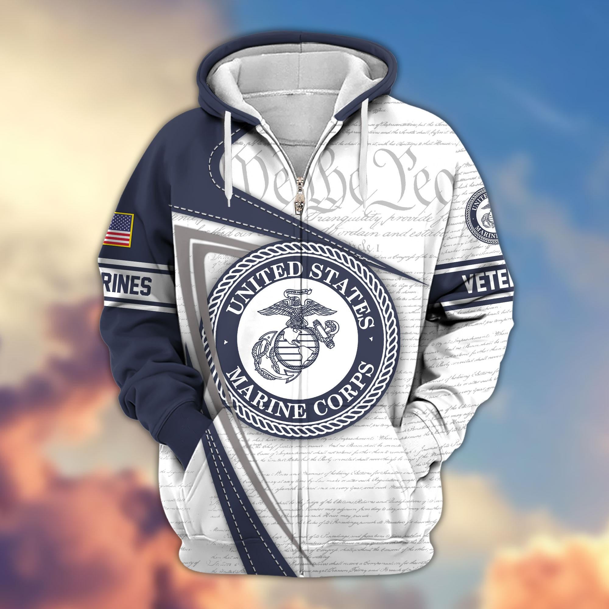 Premium US Veterans Zip Hoodie, Gifts For US Veterans, Gifts For Veterans Day, Gifts For Father's Day