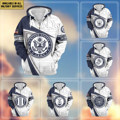 Premium US Veterans Zip Hoodie, Gifts For US Veterans, Gifts For Veterans Day, Gifts For Father's Day