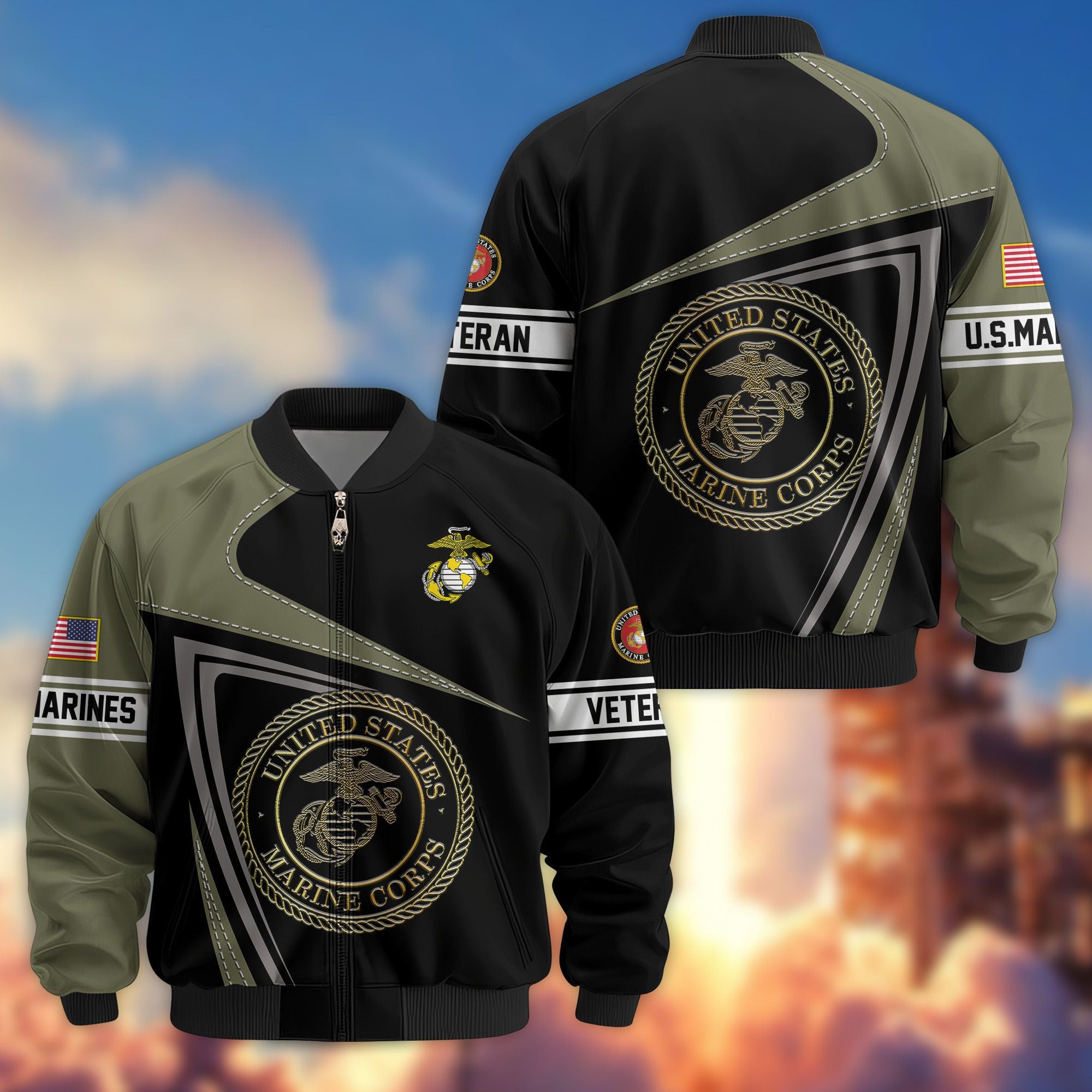 Premium US Veterans Bomber Jacket, Gifts For US Veterans, Gifts For Veterans Day
