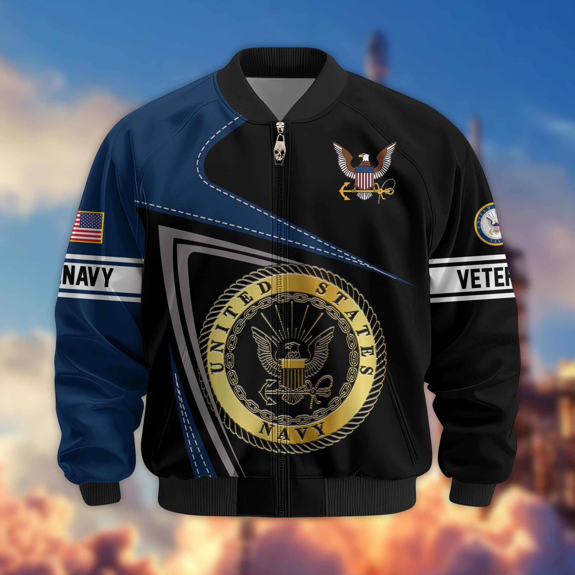 Premium US Veterans Bomber Jacket, Gifts For US Veterans, Gifts For Veterans Day