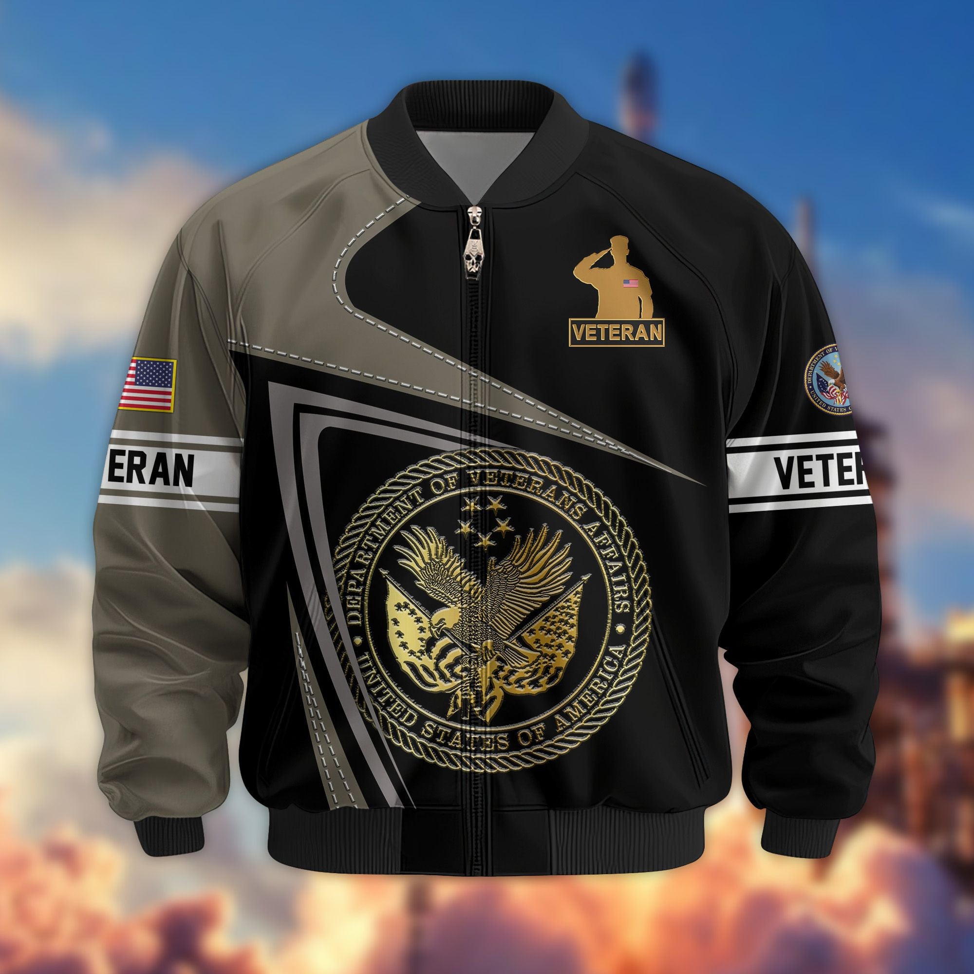 Premium US Veterans Bomber Jacket, Gifts For US Veterans, Gifts For Veterans Day