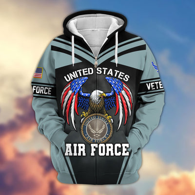 Premium US Veterans Zip Hoodie, Gifts For US Veterans, Gifts For Veterans Day, Gifts For Father's Day