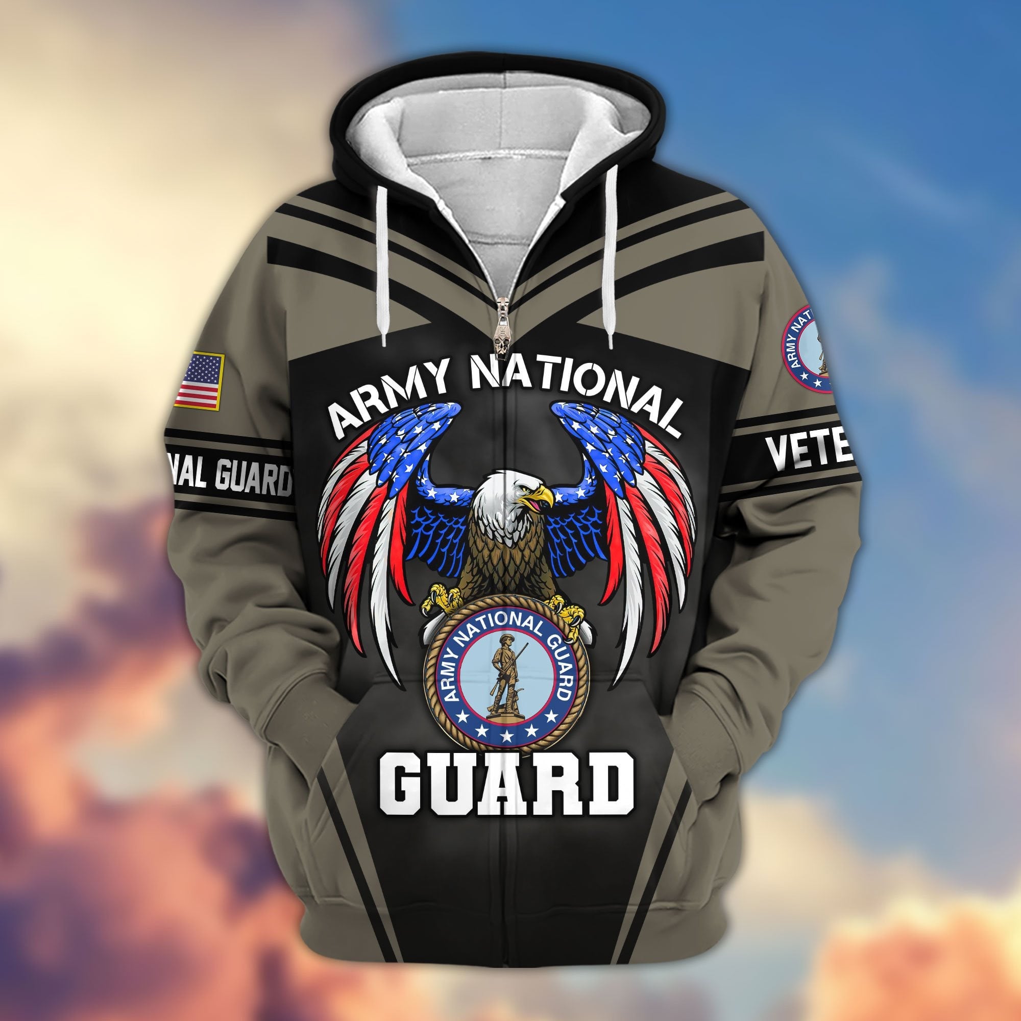 Premium US Veterans Zip Hoodie, Gifts For US Veterans, Gifts For Veterans Day, Gifts For Father's Day