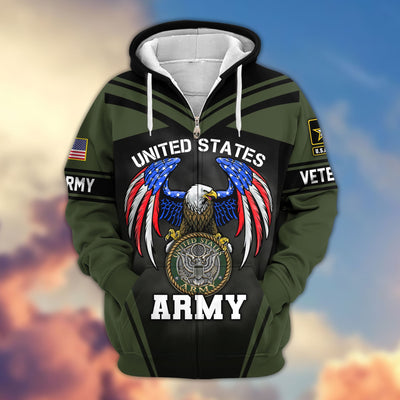 Premium US Veterans Zip Hoodie, Gifts For US Veterans, Gifts For Veterans Day, Gifts For Father's Day