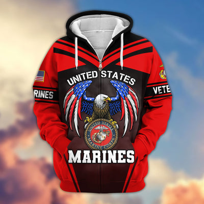 Premium US Veterans Zip Hoodie, Gifts For US Veterans, Gifts For Veterans Day, Gifts For Father's Day