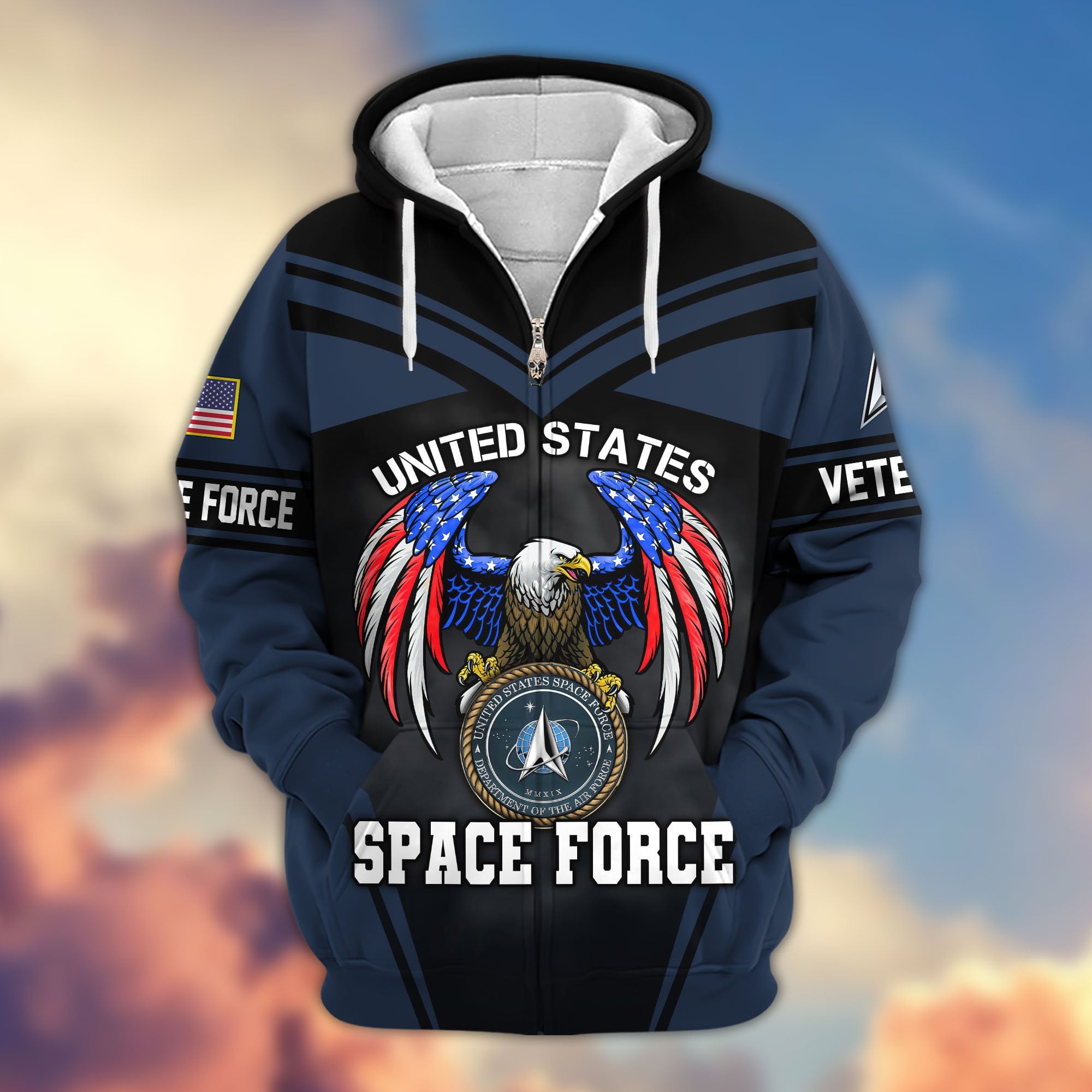 Premium US Veterans Zip Hoodie, Gifts For US Veterans, Gifts For Veterans Day, Gifts For Father's Day