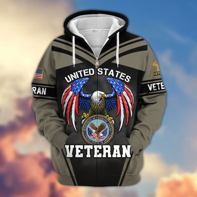 Premium US Veterans Zip Hoodie, Gifts For US Veterans, Gifts For Veterans Day, Gifts For Father's Day