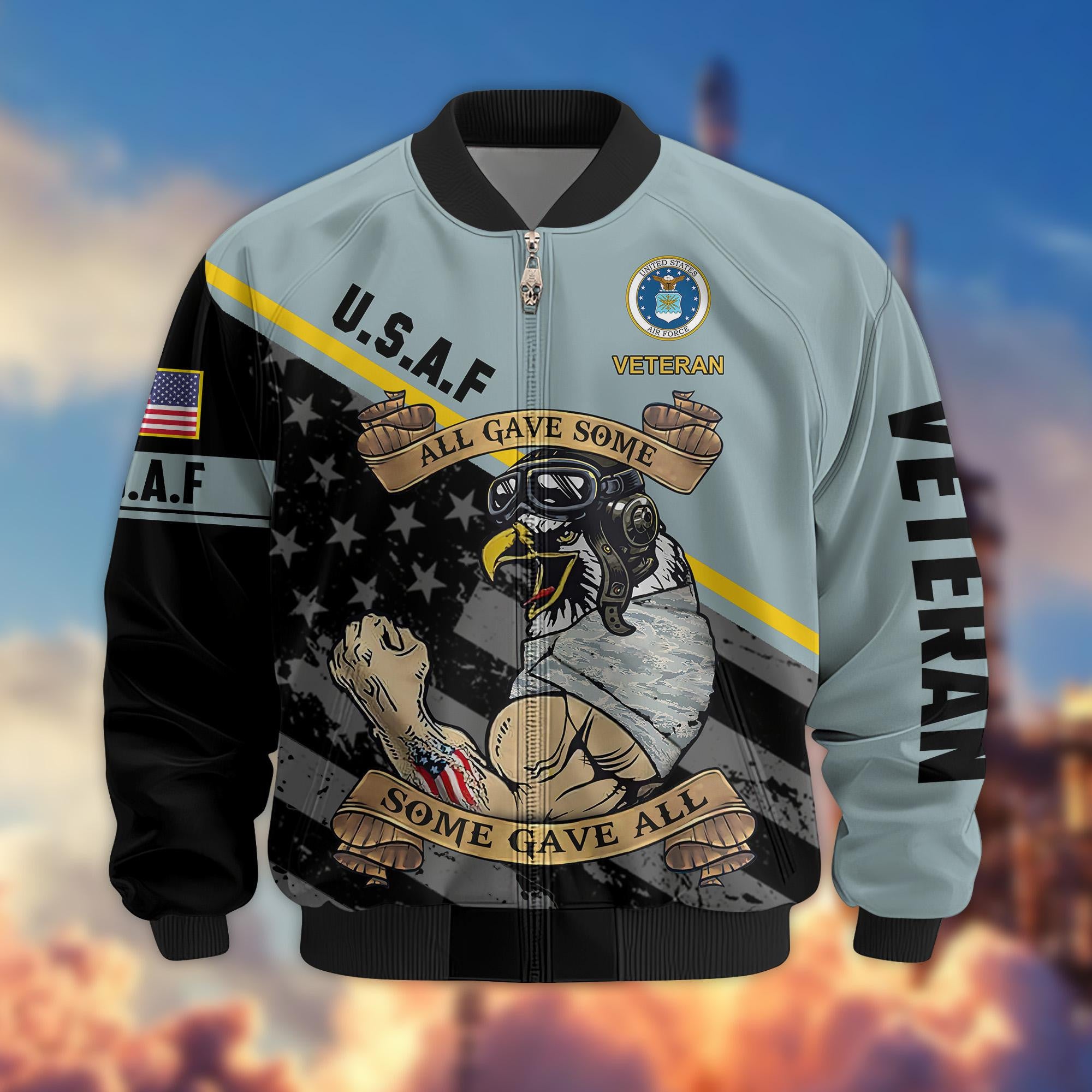 Premium US Veterans Bomber Jacket, Gifts For US Veterans, Gifts For Veterans Day