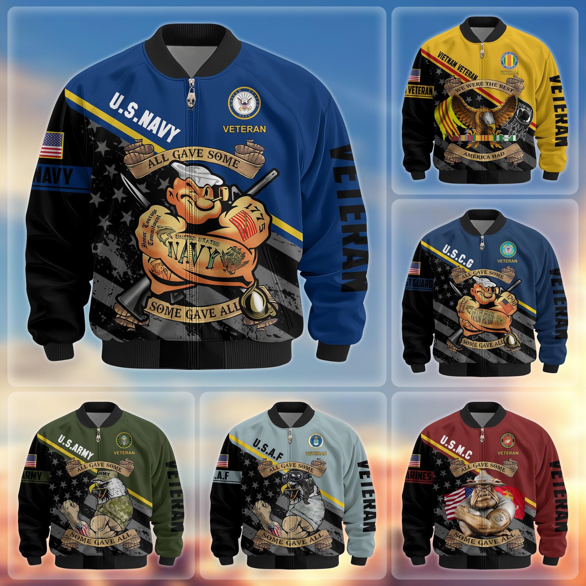 Premium US Veterans Bomber Jacket, Gifts For US Veterans, Gifts For Veterans Day