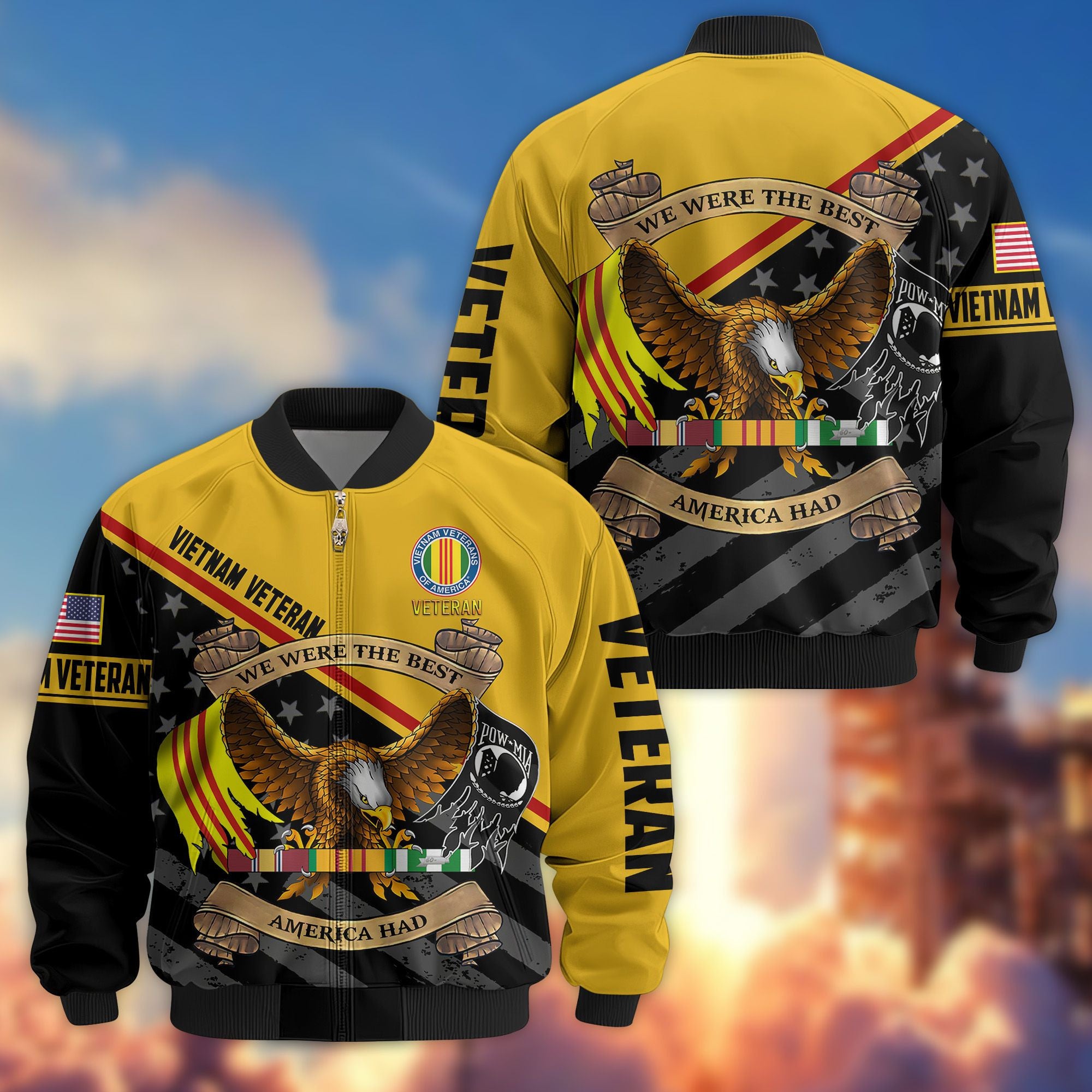Premium US Veterans Bomber Jacket, Gifts For US Veterans, Gifts For Veterans Day