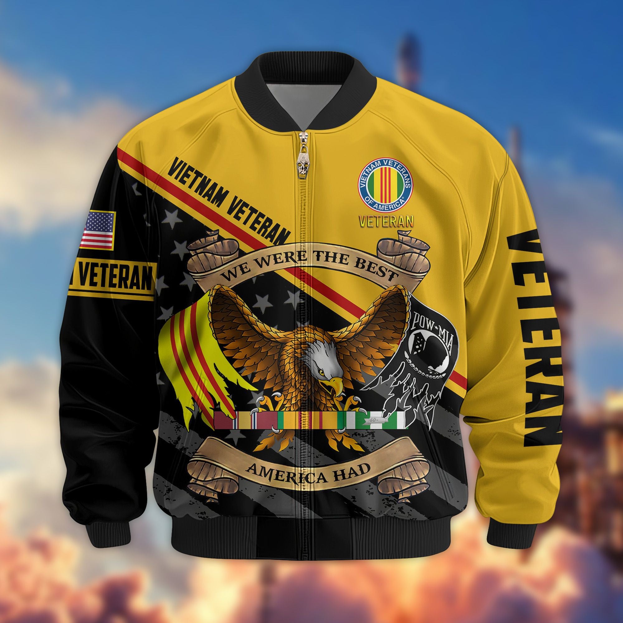 Premium US Veterans Bomber Jacket, Gifts For US Veterans, Gifts For Veterans Day