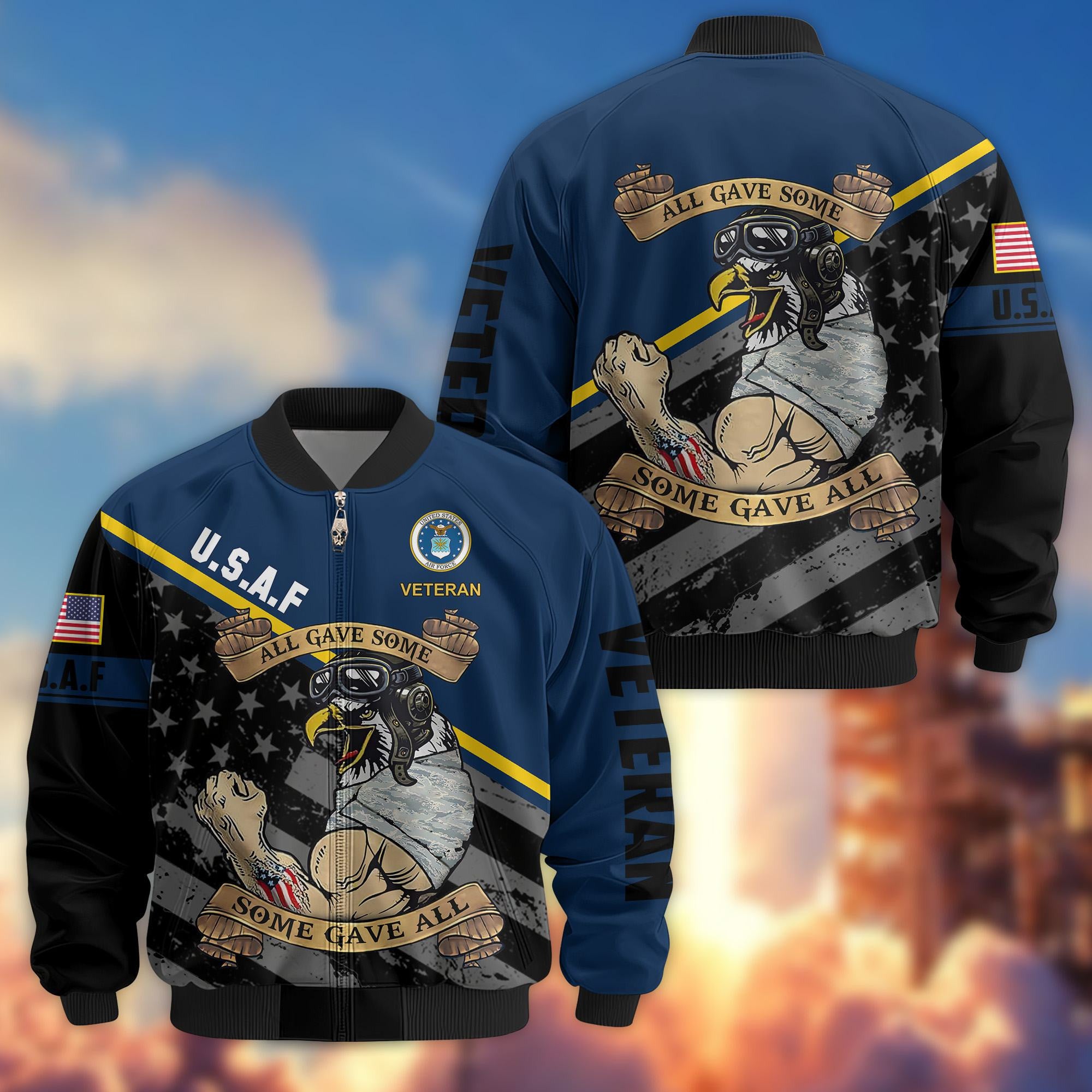 Premium US Veterans Bomber Jacket, Gifts For US Veterans, Gifts For Veterans Day