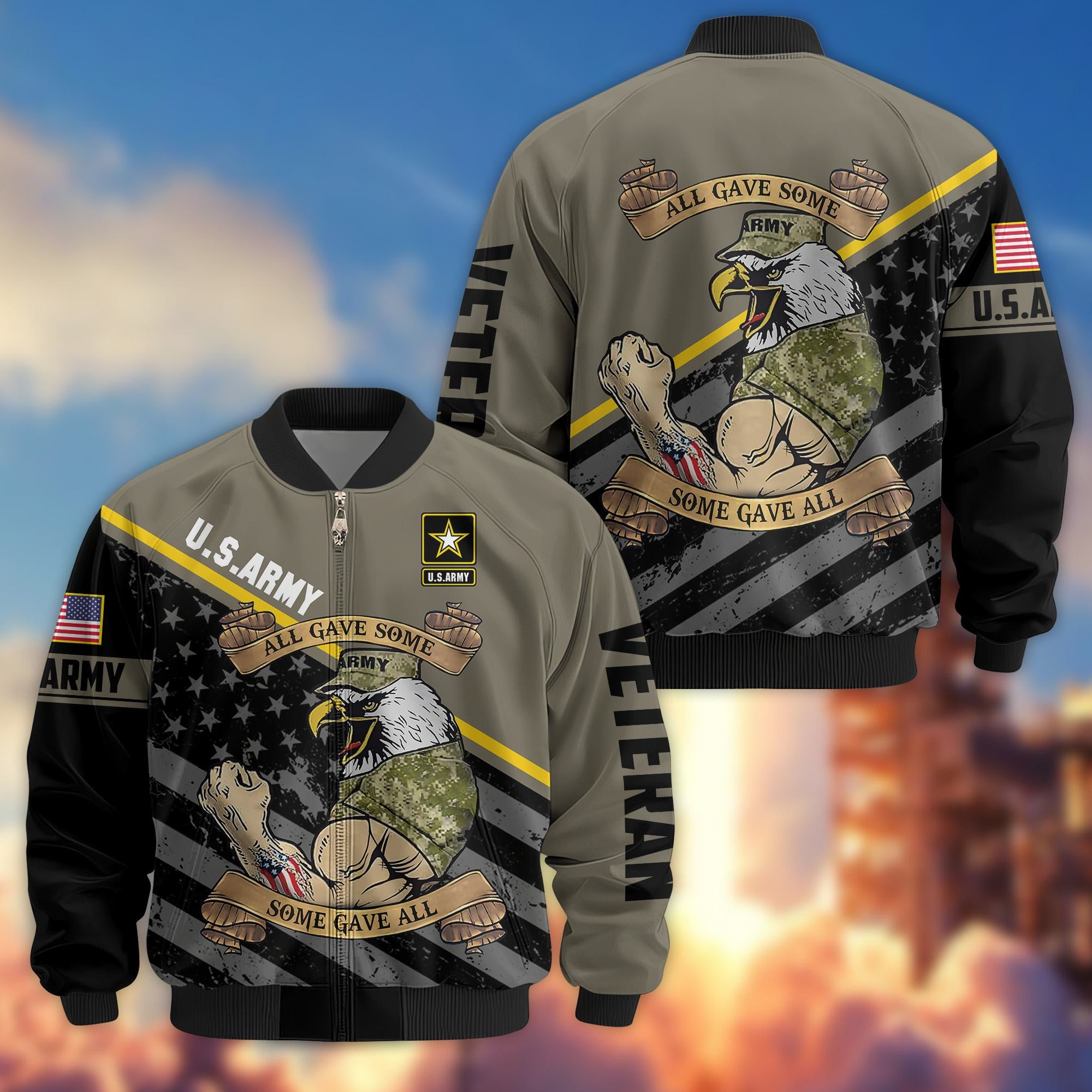 Premium US Veterans Bomber Jacket, Gifts For US Veterans, Gifts For Veterans Day