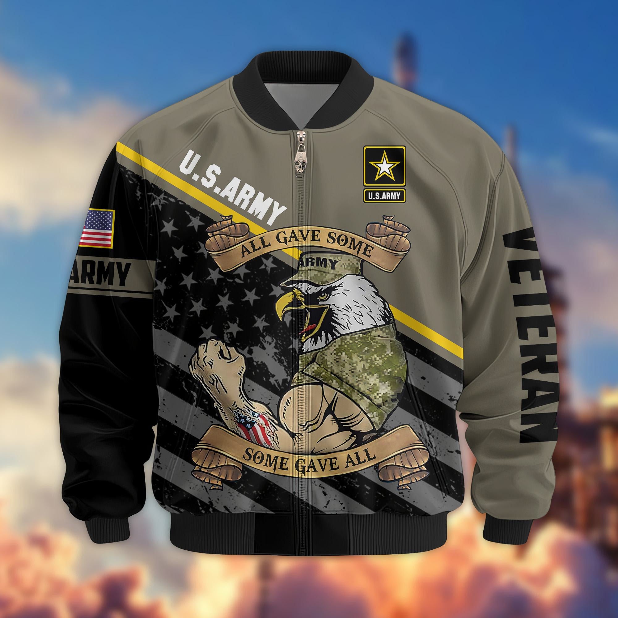Premium US Veterans Bomber Jacket, Gifts For US Veterans, Gifts For Veterans Day