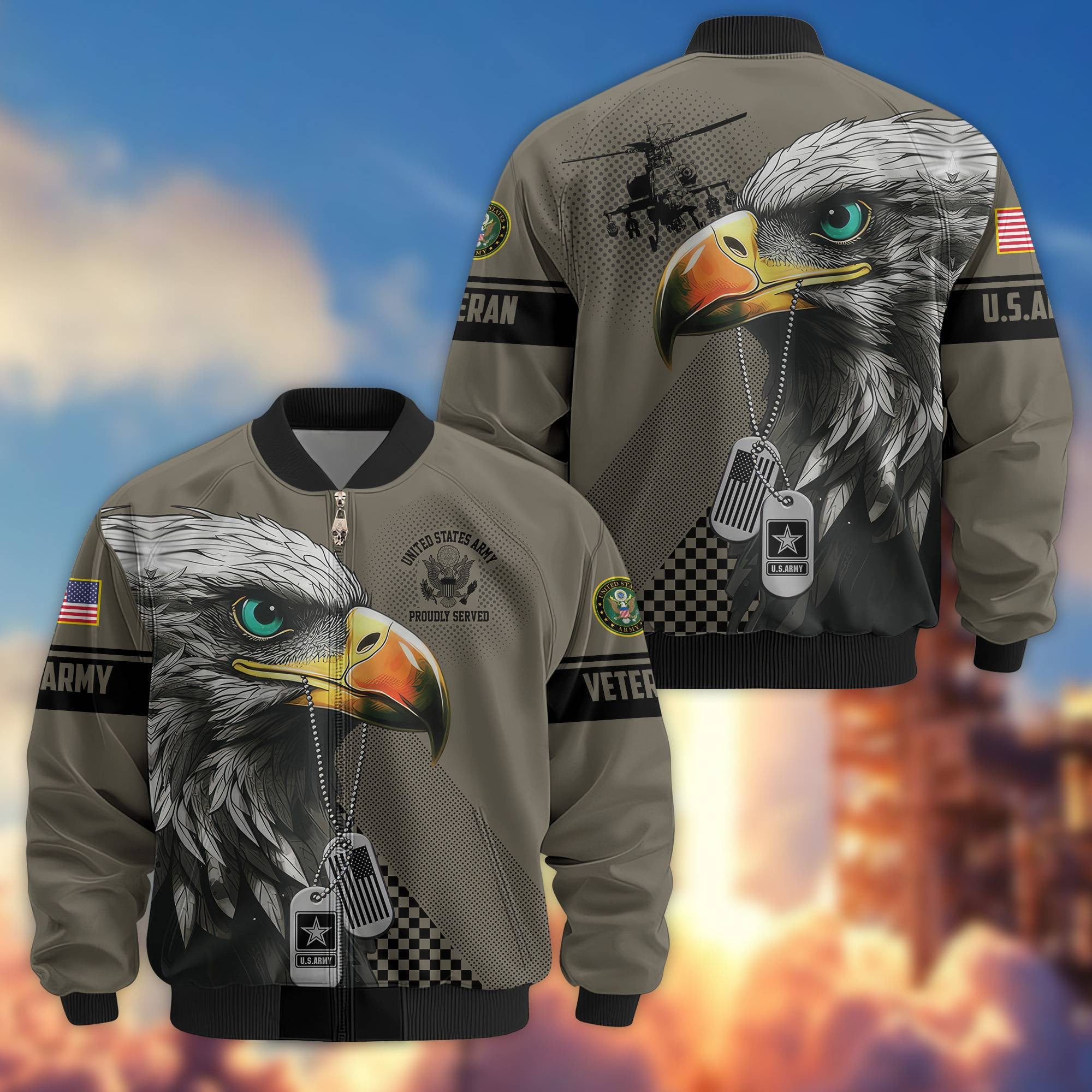 Premium US Veterans Bomber Jacket, Gifts For US Veterans, Gifts For Veterans Day
