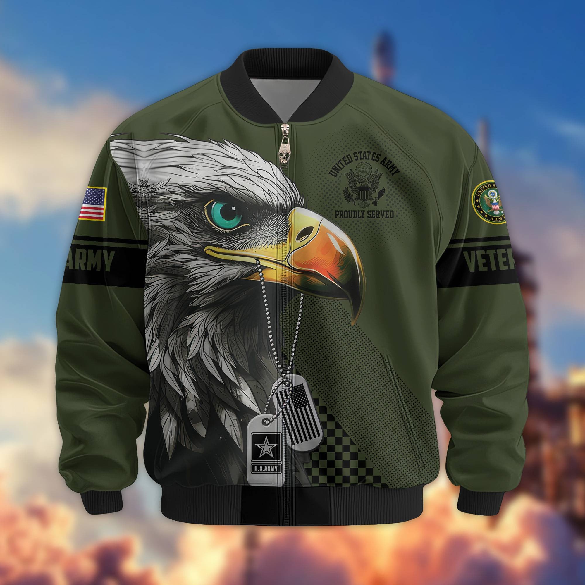 Premium US Veterans Bomber Jacket, Gifts For US Veterans, Gifts For Veterans Day