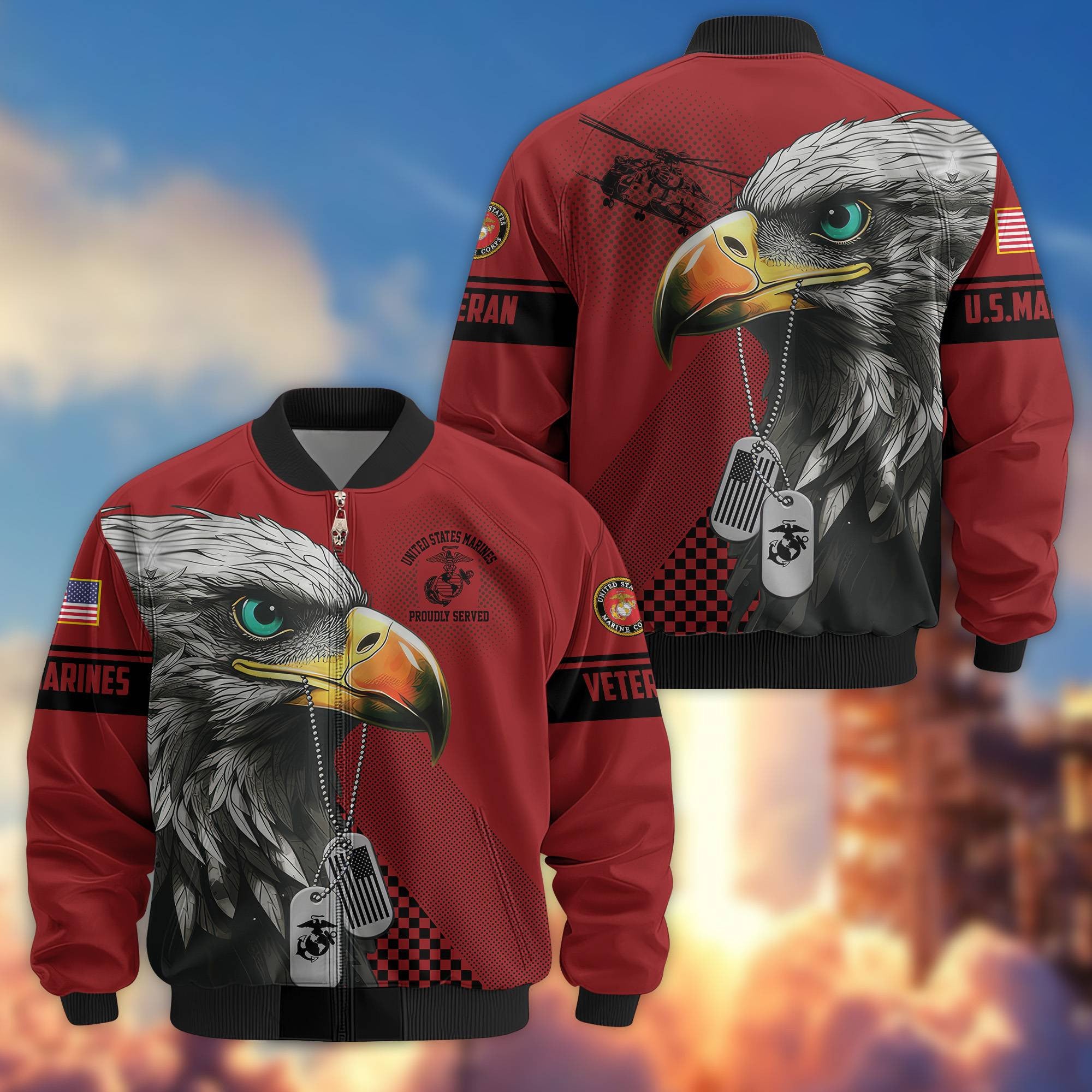 Premium US Veterans Bomber Jacket, Gifts For US Veterans, Gifts For Veterans Day