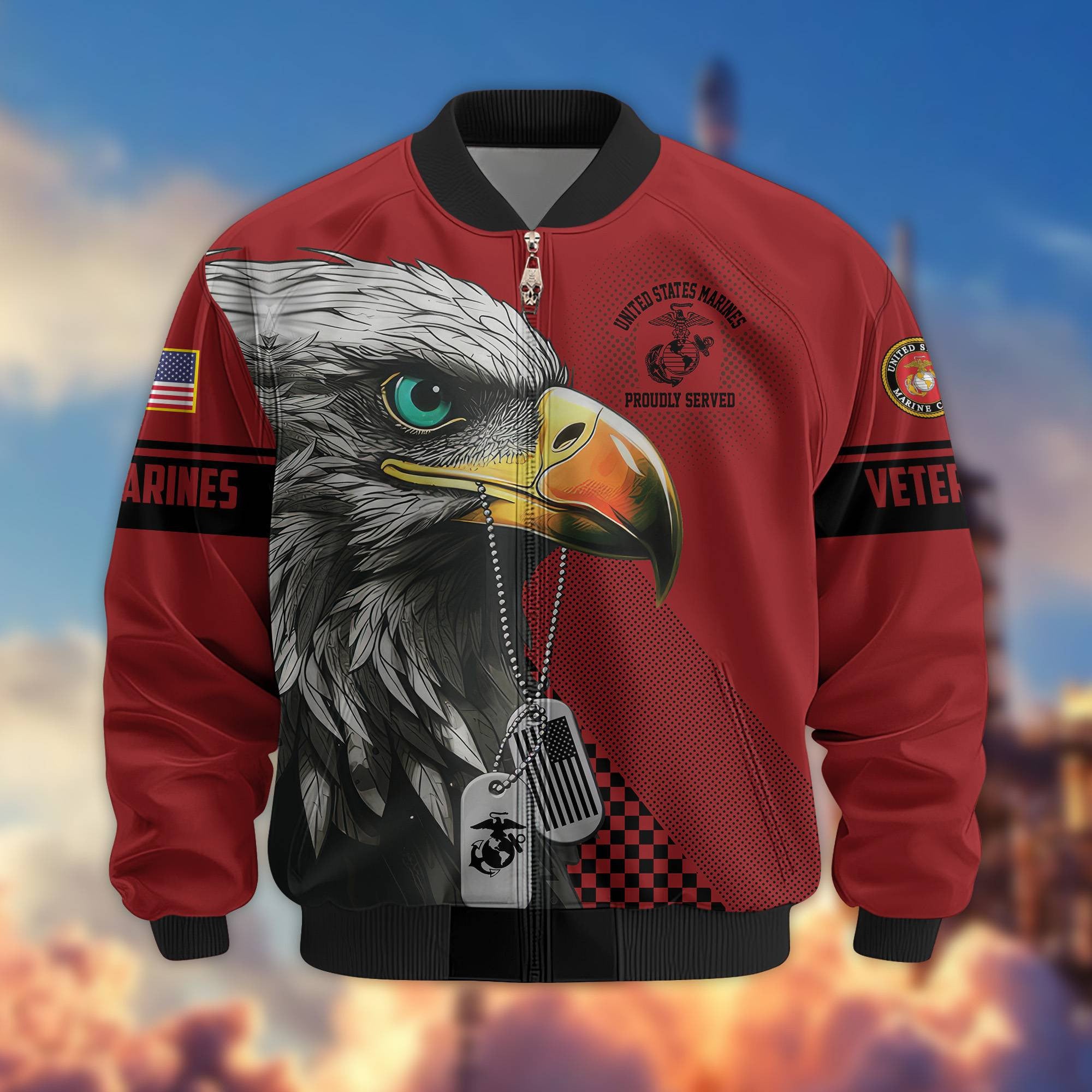 Premium US Veterans Bomber Jacket, Gifts For US Veterans, Gifts For Veterans Day