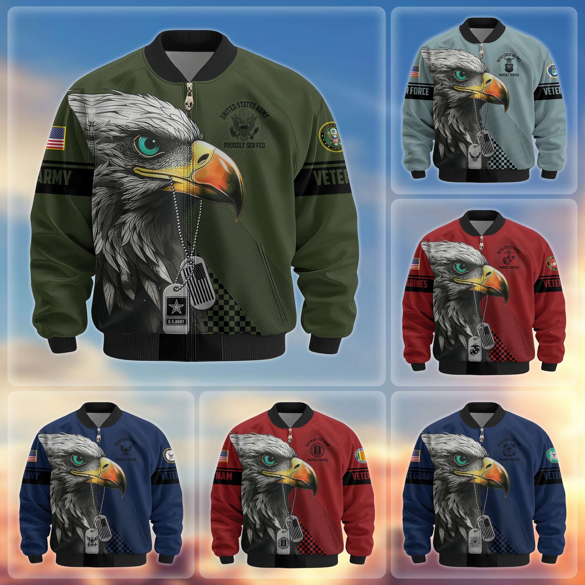 Premium US Veterans Bomber Jacket, Gifts For US Veterans, Gifts For Veterans Day