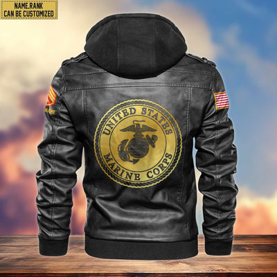 USMC Leather Jacket, Custom Name, Rank, Gifts For Marine Veteran