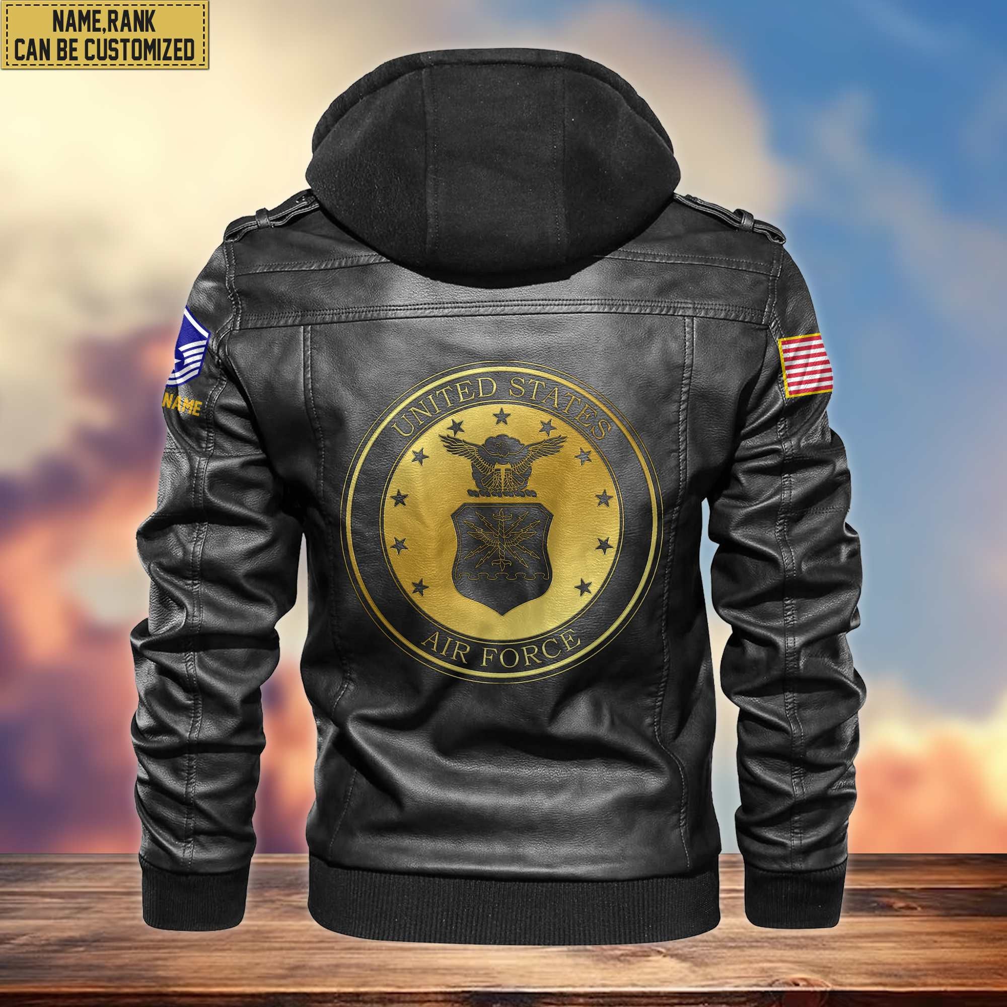 USAF Leather Jacket, Custom Name, Rank, Gifts For Air Force Veteran