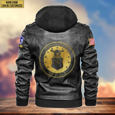 USAF Leather Jacket, Custom Name, Rank, Gifts For Air Force Veteran
