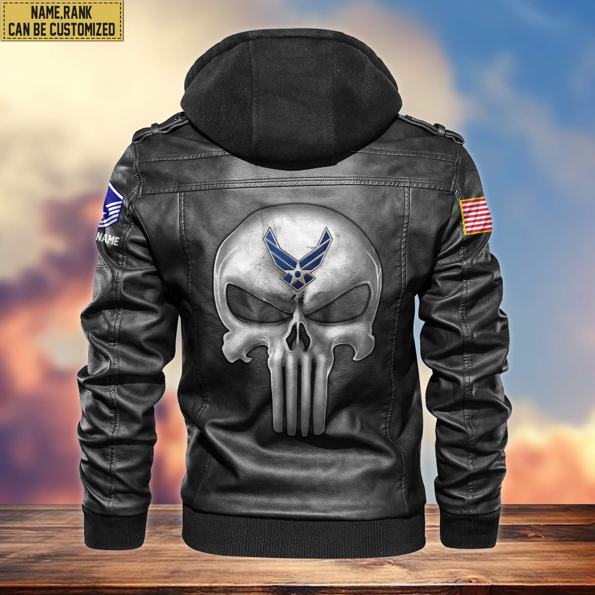Premium USAF Leather Jacket, Custom Name, Rank, Gifts For Air Force Veteran