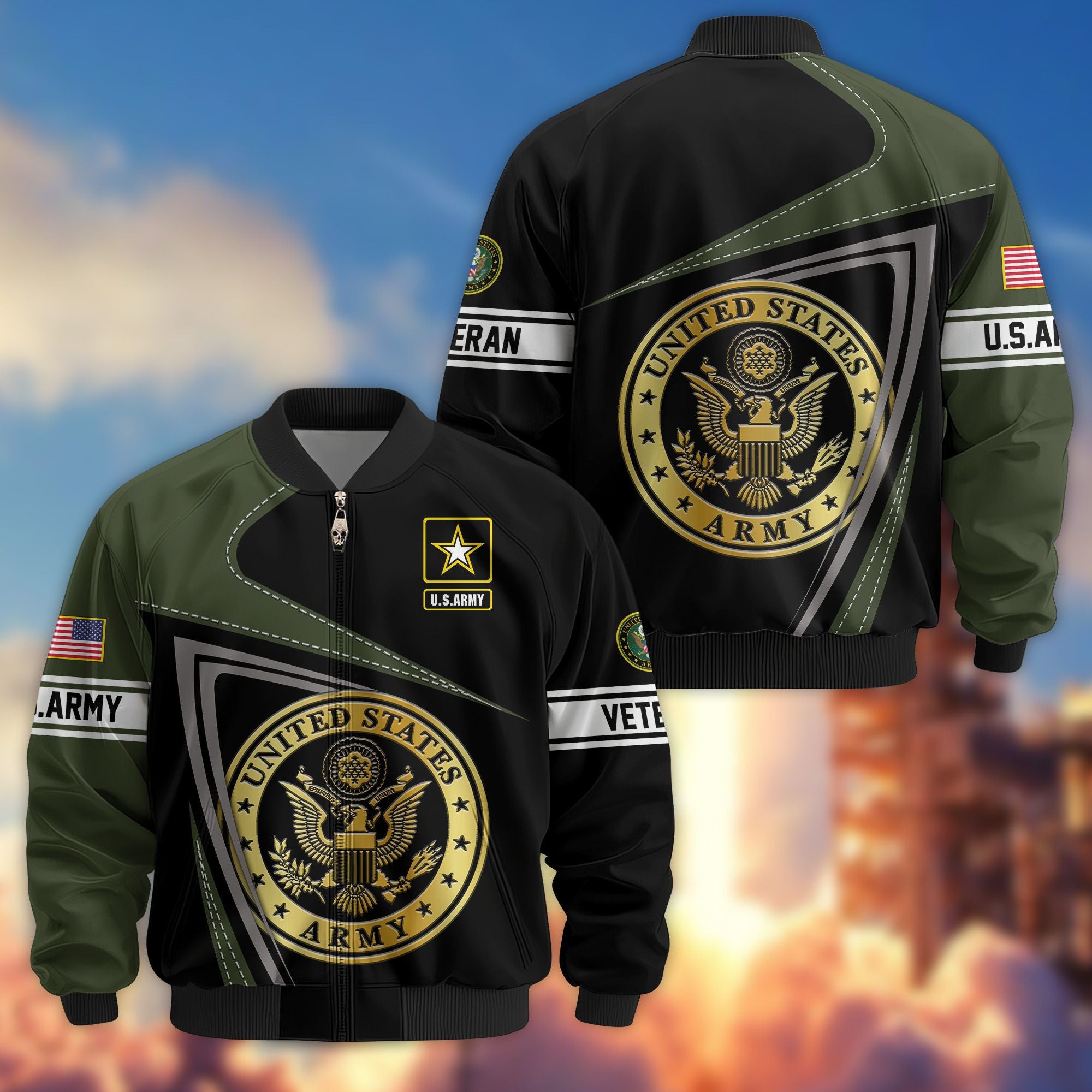 Premium US Veterans Bomber Jacket, Gifts For US Veterans, Gifts For Veterans Day