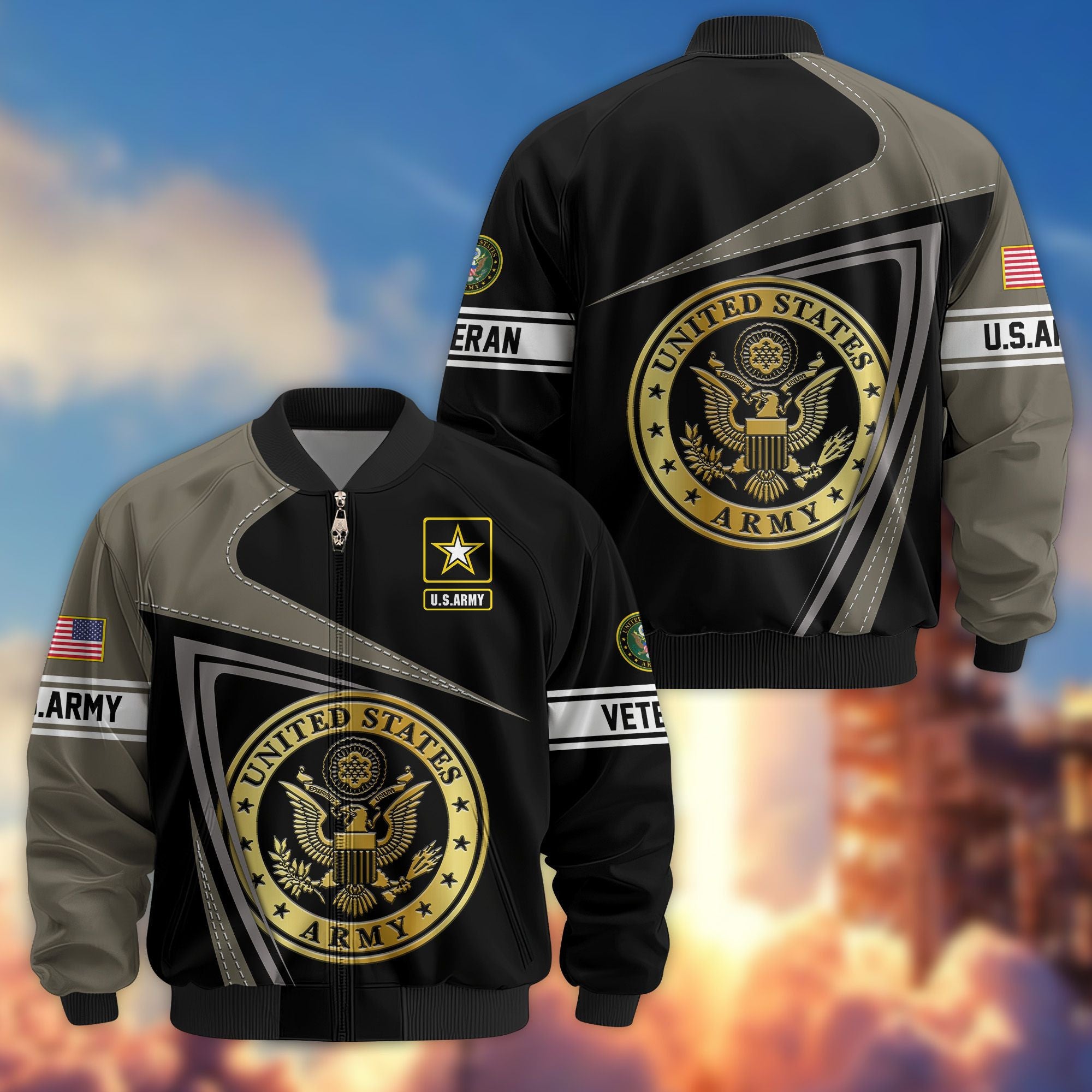 Premium US Veterans Bomber Jacket, Gifts For US Veterans, Gifts For Veterans Day