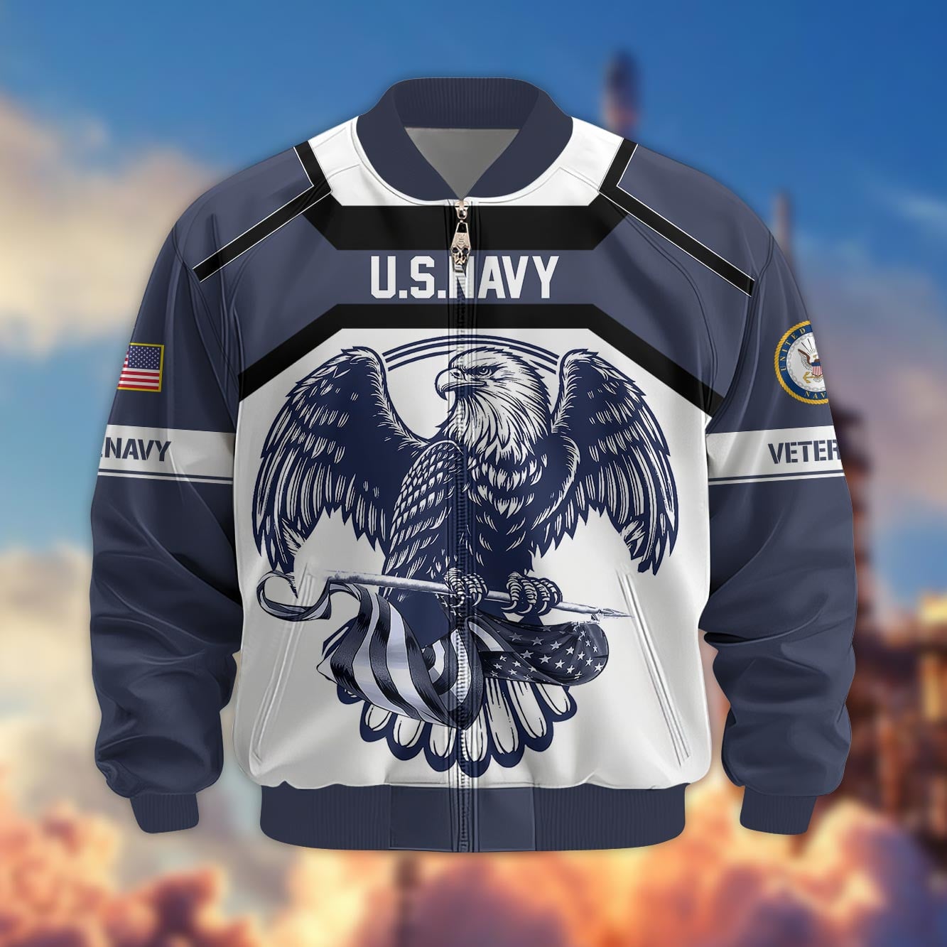 Premium US Veterans Bomber Jacket, Gifts For US Veterans, Gifts For Veterans Day