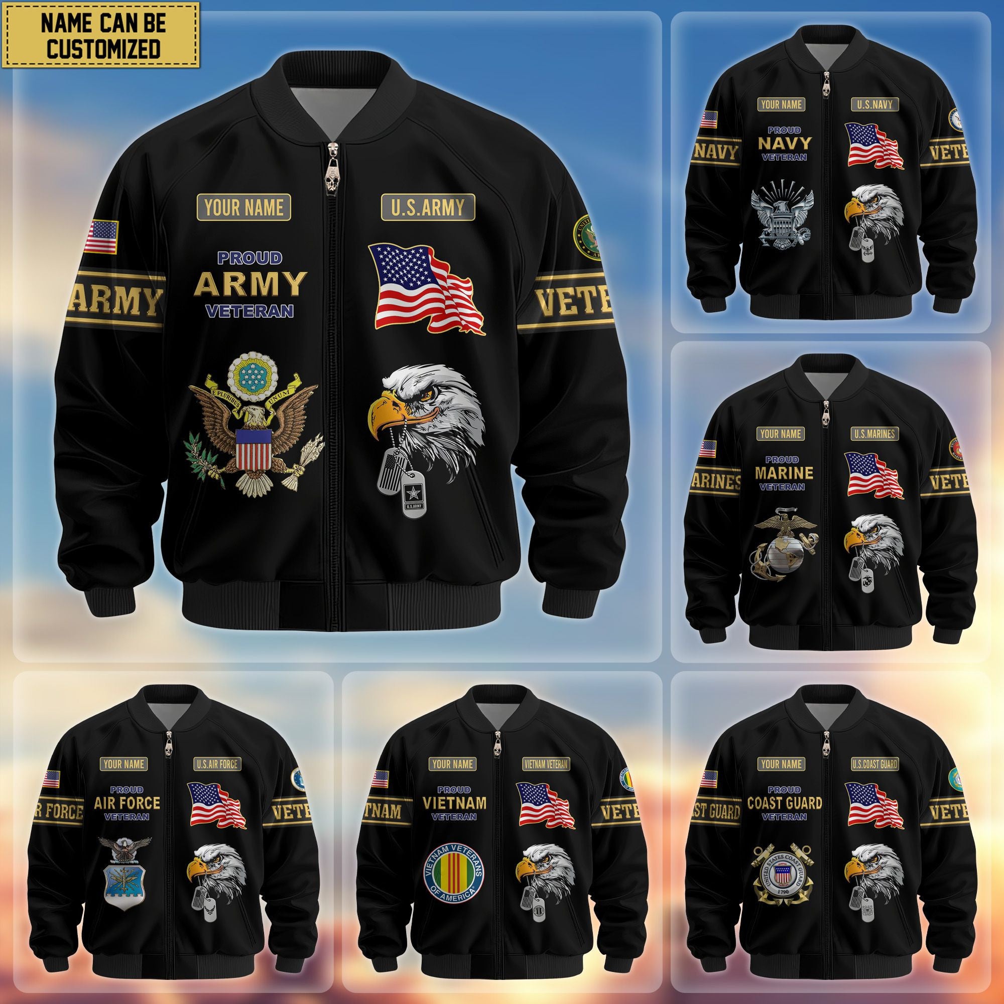 Premium Personalized US Veterans Bomber Jacket, Gifts For US Veterans, Gifts For Veterans Day