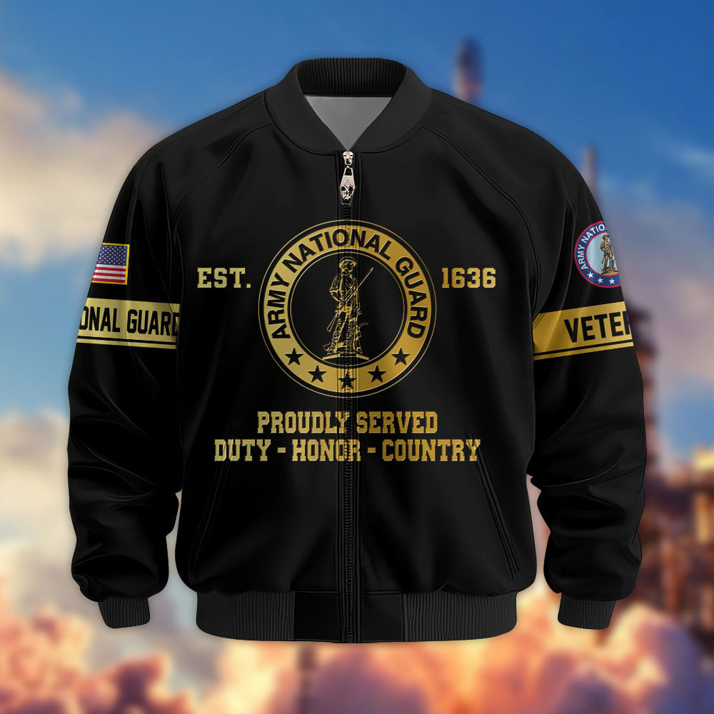 Premium Proudly Served US Veterans Bomber Jacket, Gifts For US Veterans, Gifts For Veterans Day