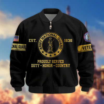 Premium Proudly Served US Veterans Bomber Jacket, Gifts For US Veterans, Gifts For Veterans Day