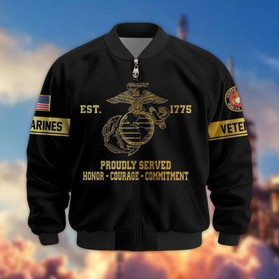 Premium Proudly Served US Veterans Bomber Jacket, Gifts For US Veterans, Gifts For Veterans Day