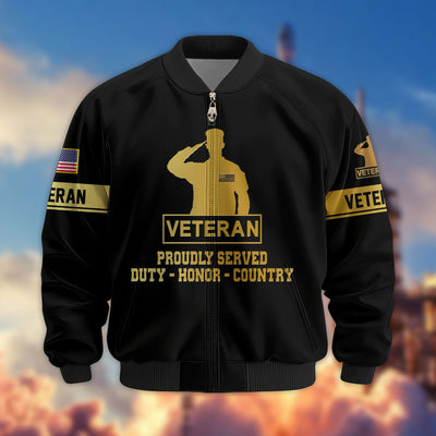 Premium Proudly Served US Veterans Bomber Jacket, Gifts For US Veterans, Gifts For Veterans Day