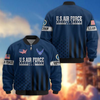 Premium Proudly Served US Veterans Bomber Jacket, Gifts For US Veterans, Gifts For Veterans Day