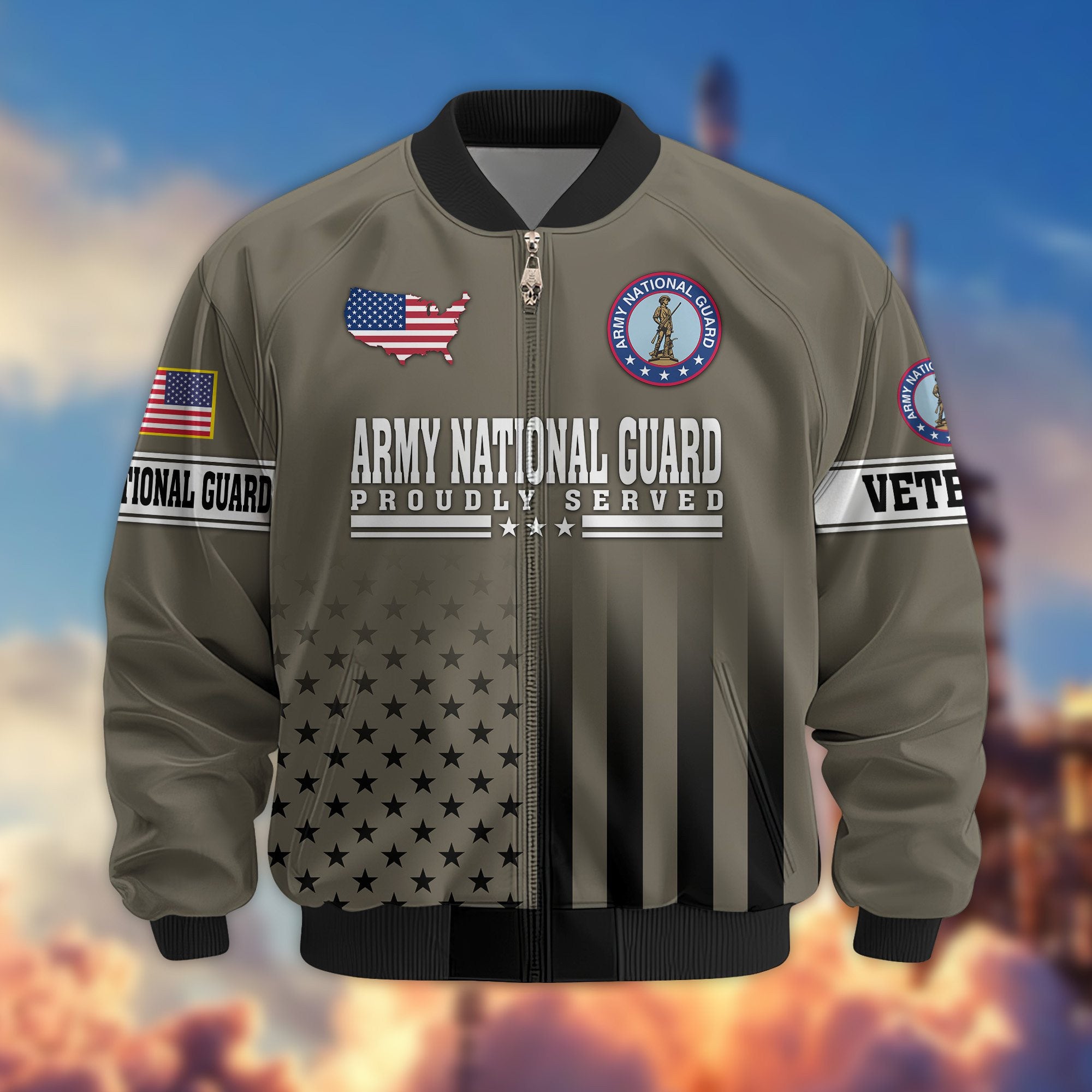 Premium Proudly Served US Veterans Bomber Jacket, Gifts For US Veterans, Gifts For Veterans Day