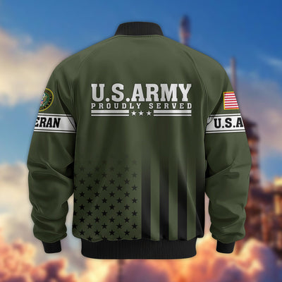 Premium Proudly Served US Veterans Bomber Jacket, Gifts For US Veterans, Gifts For Veterans Day