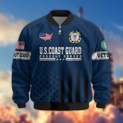 Premium Proudly Served US Veterans Bomber Jacket, Gifts For US Veterans, Gifts For Veterans Day